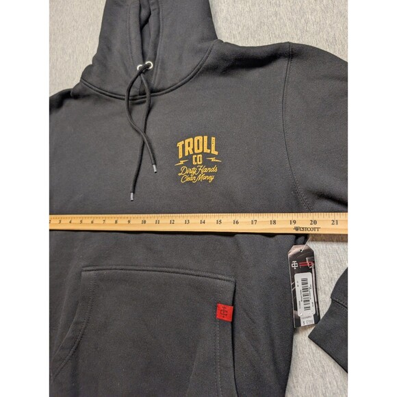 NWT TROLL CO Hoodie Winged Roller Small Dirty Hands Clean Money Black Pullover - Picture 6 of 9